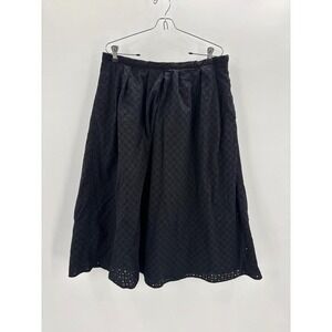 Banana Republic Factory Black Eyelet Midi Skirt Size 14 Pintuck A-line pocket